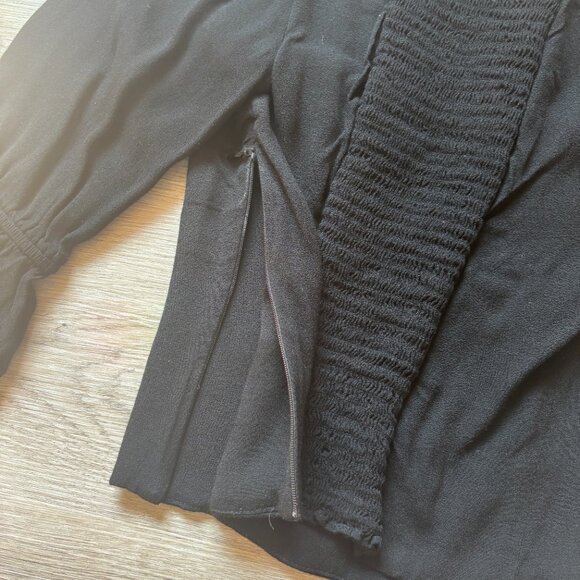 Reformation Black Top Blouse Puff 3/4 Length Sleeve size 2 - Picture 8 of 9